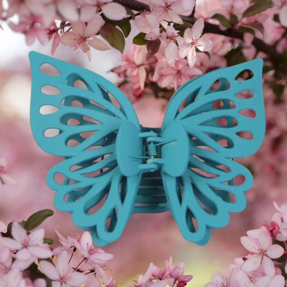 NEW Green Blue Large Butterfly Claw Clip